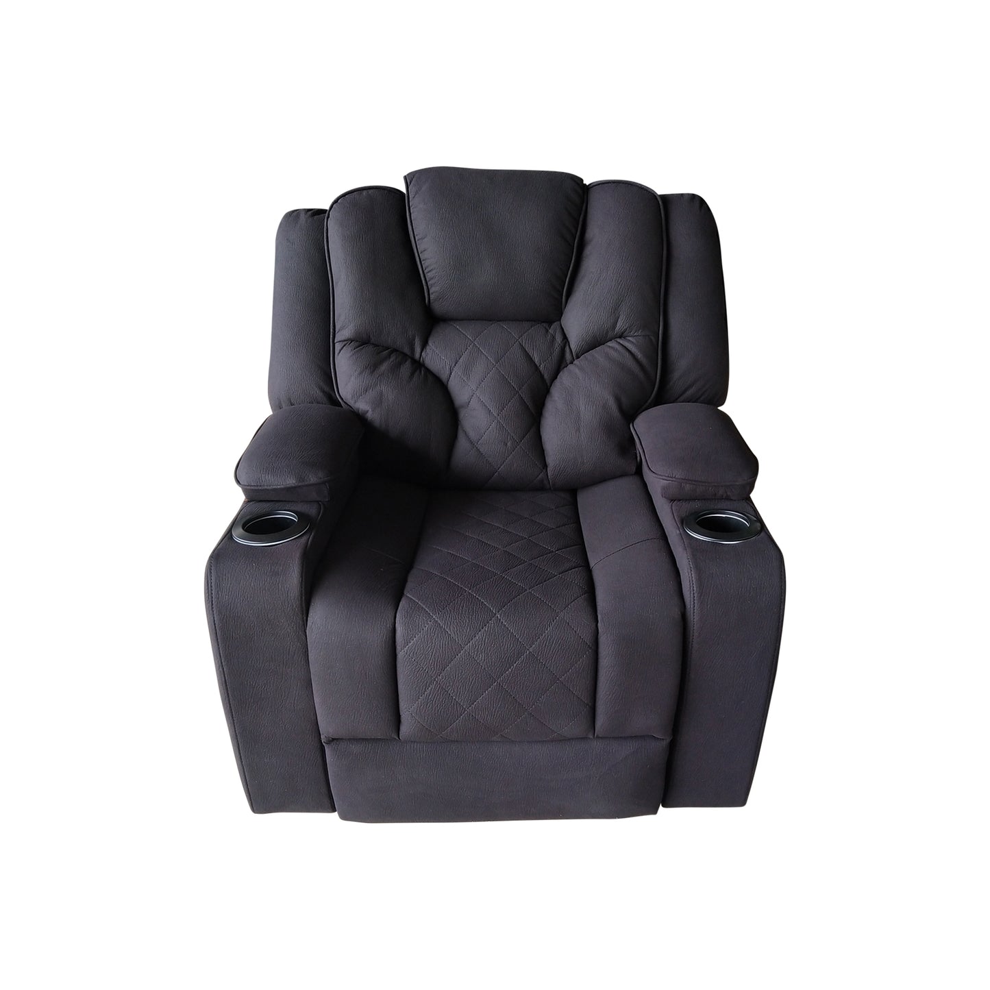 Arnold Electric Recliner Stylish Rhino Fabric Black 1 Seater Lounge Armchair with LED Features