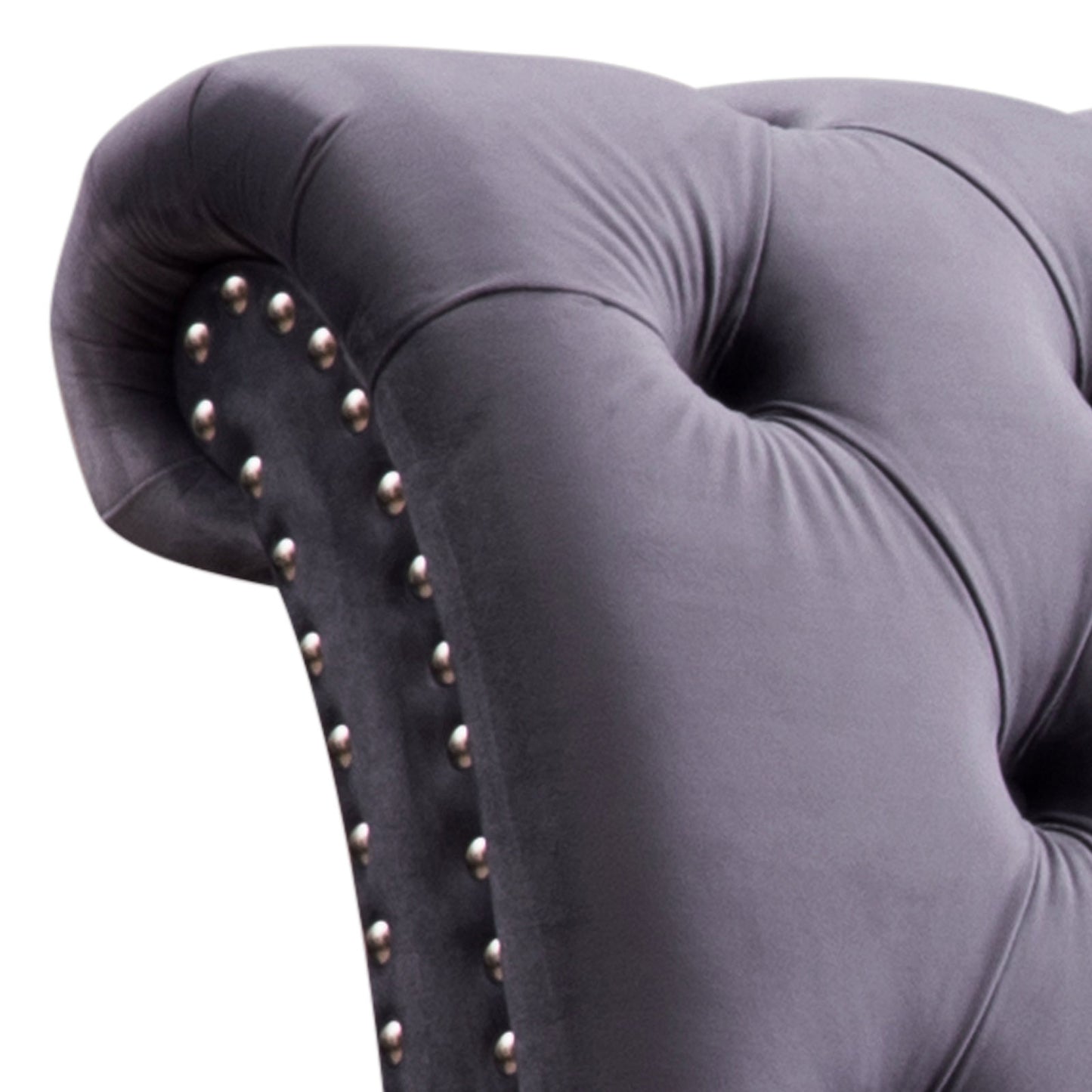 Elsa Sleigh Bedframe Velvet Tufted Deep Quilting Bed