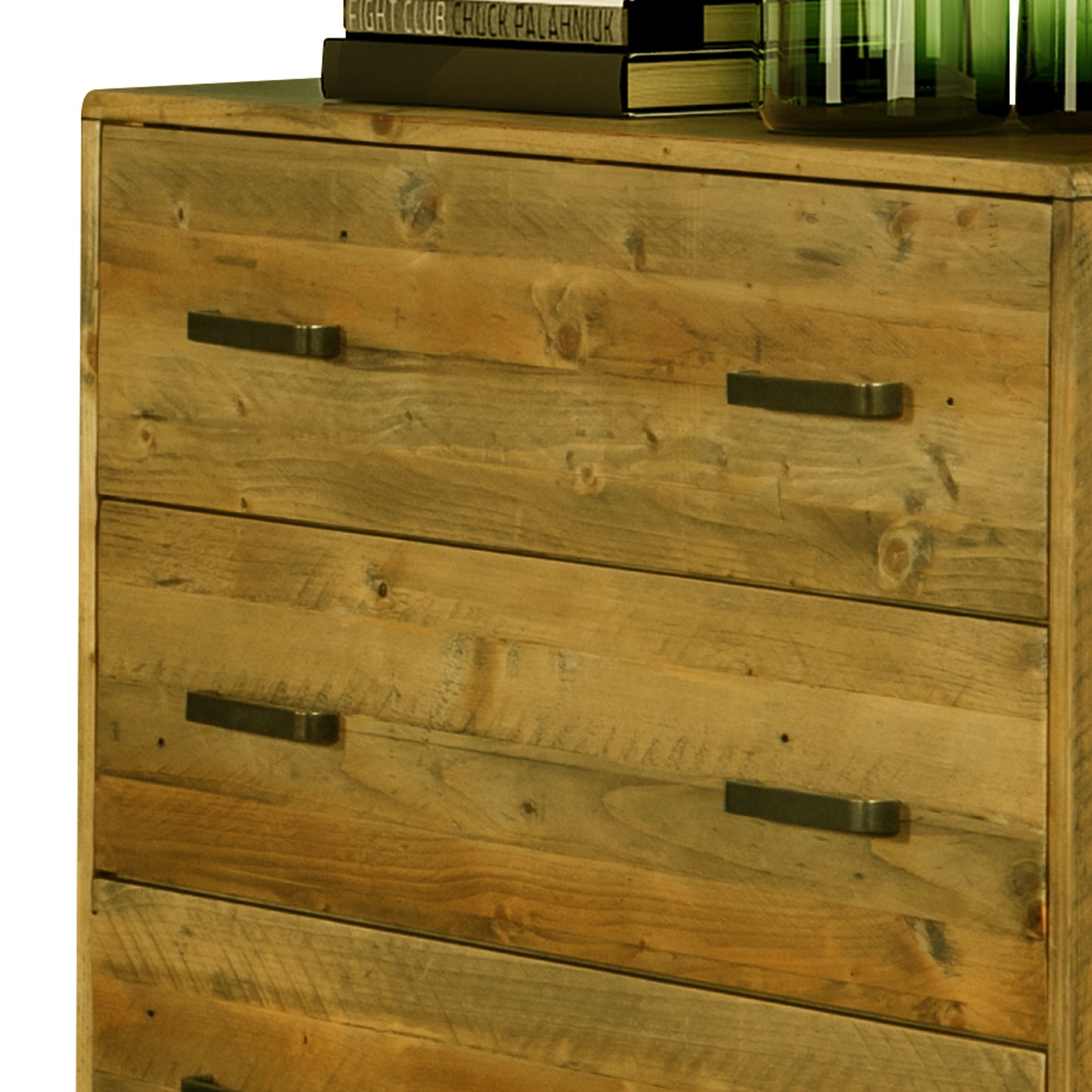 Woodstyle Light Brown Rustic Texture 4 Drawers Tallboy In Solid Pine Timber