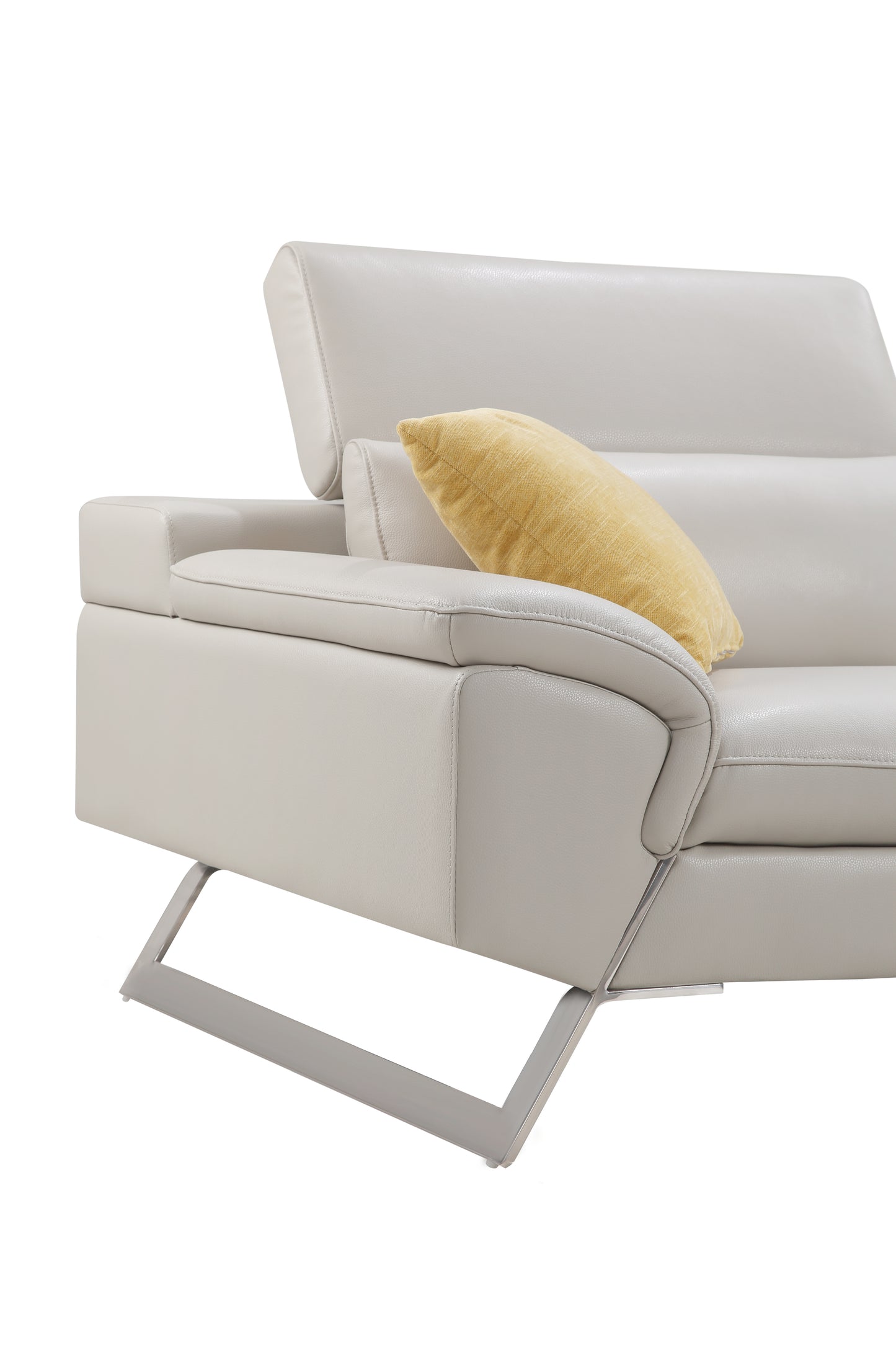 Marina 5 Seater Leatherette Corner Sofa with Chaise in Cream Colour