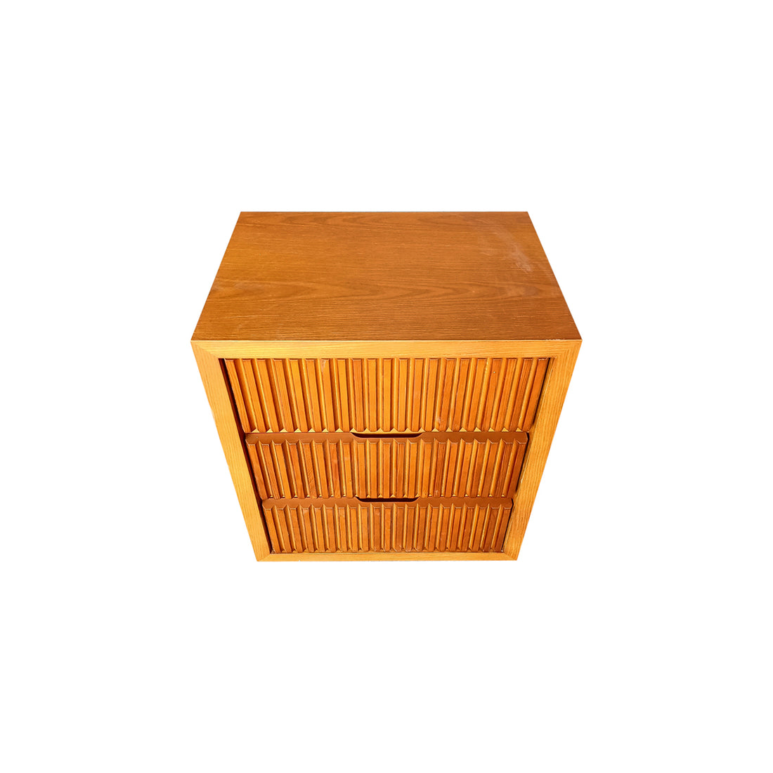 Toby 3-Drawer Bedside Table in Brown with Wave Pattern Detail