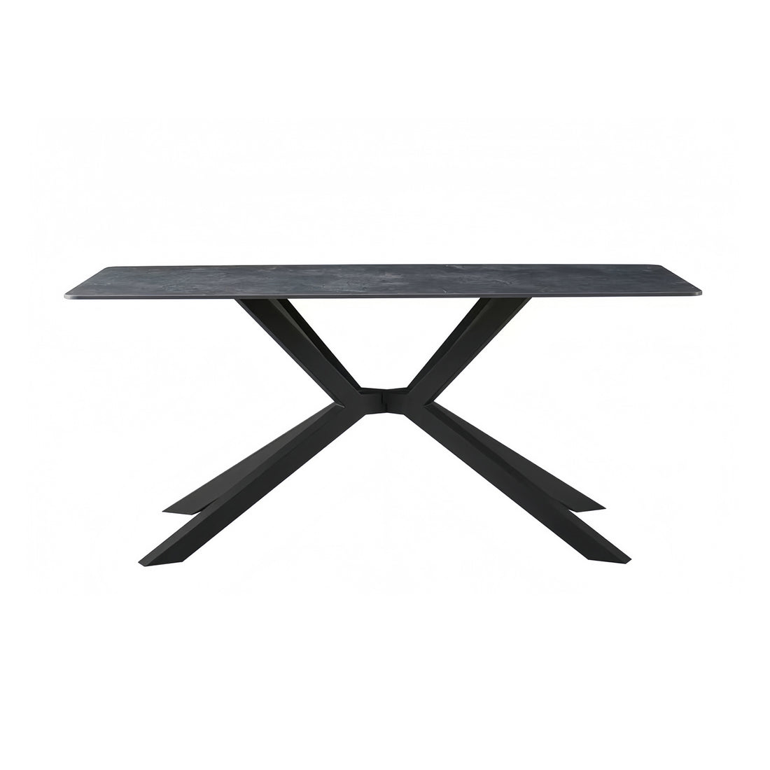 Rex Dining Table Rectangular Shape Sintered Stone Top Powder Coated Iron Legs