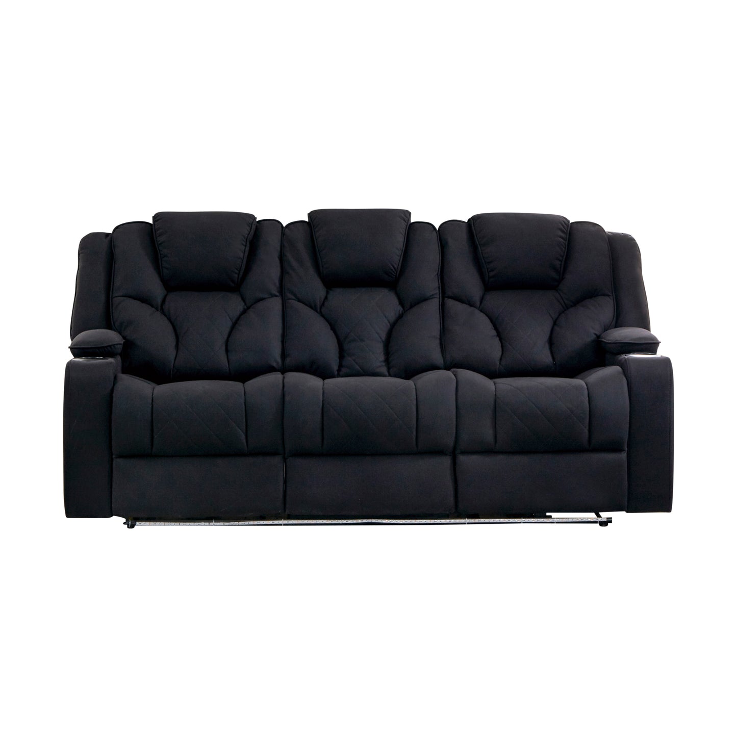 Arnold 3+2+1 Seater Electric Recliner Stylish Rhino Fabric Black Lounge Armchair with LED Features