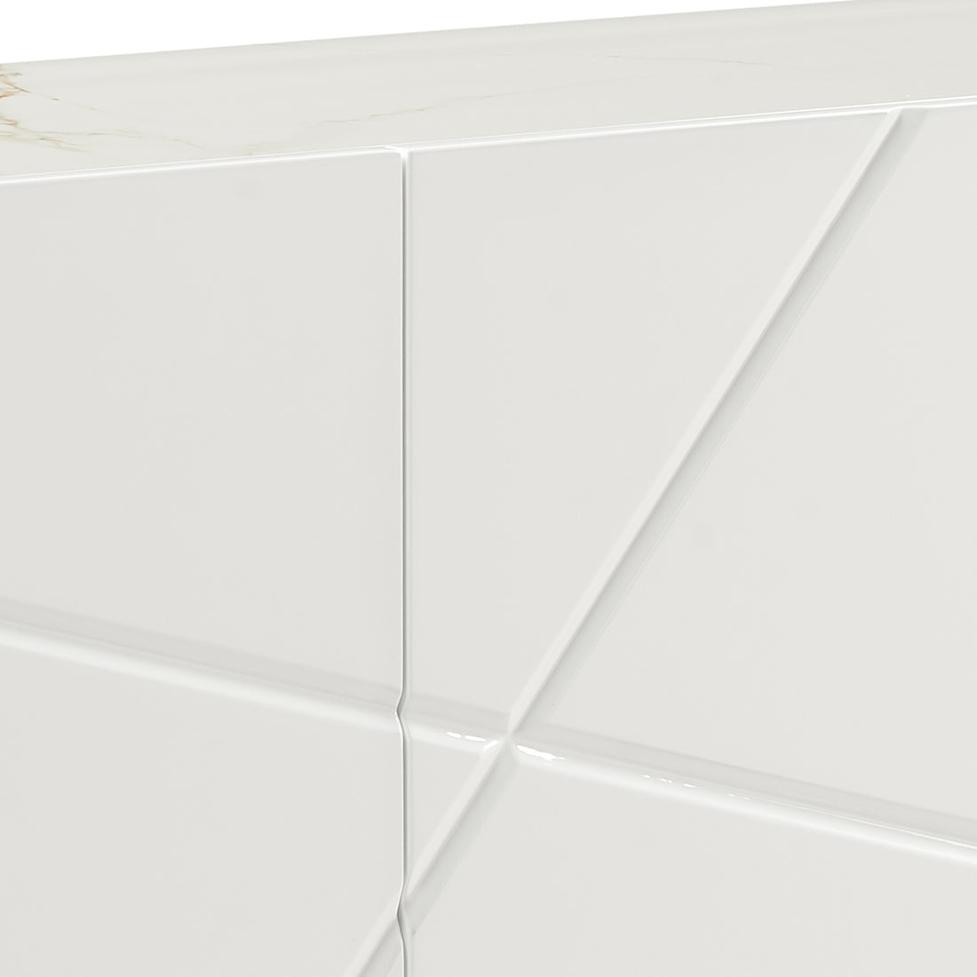 Amelia White Buffet with Ceramic Top & Gold Legs