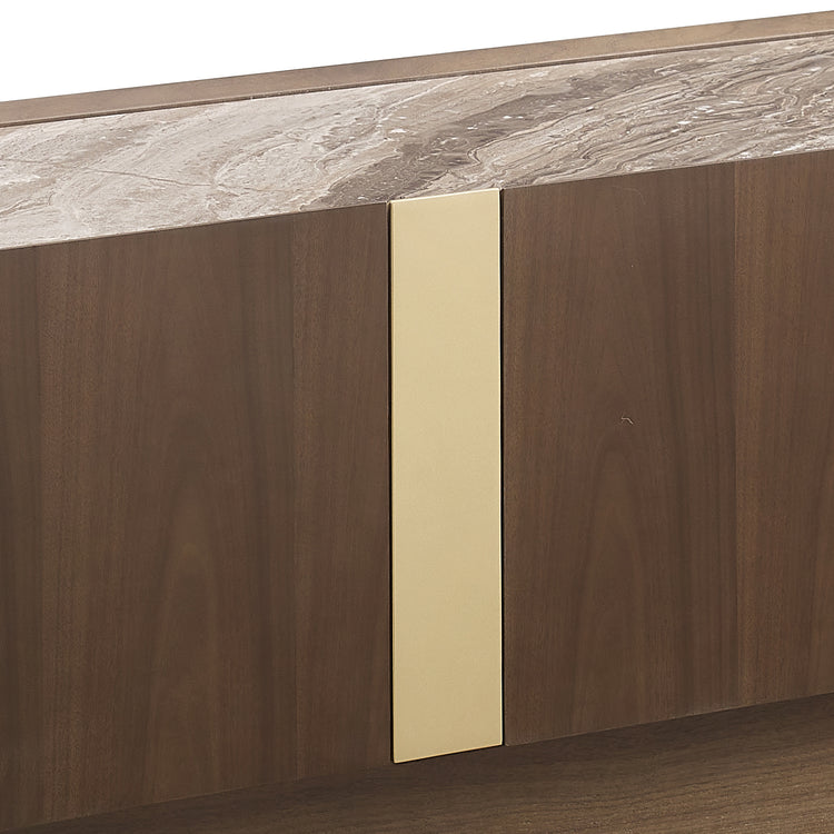 Venus Dark Walnut TV Cabinet with Gold Accent Detai