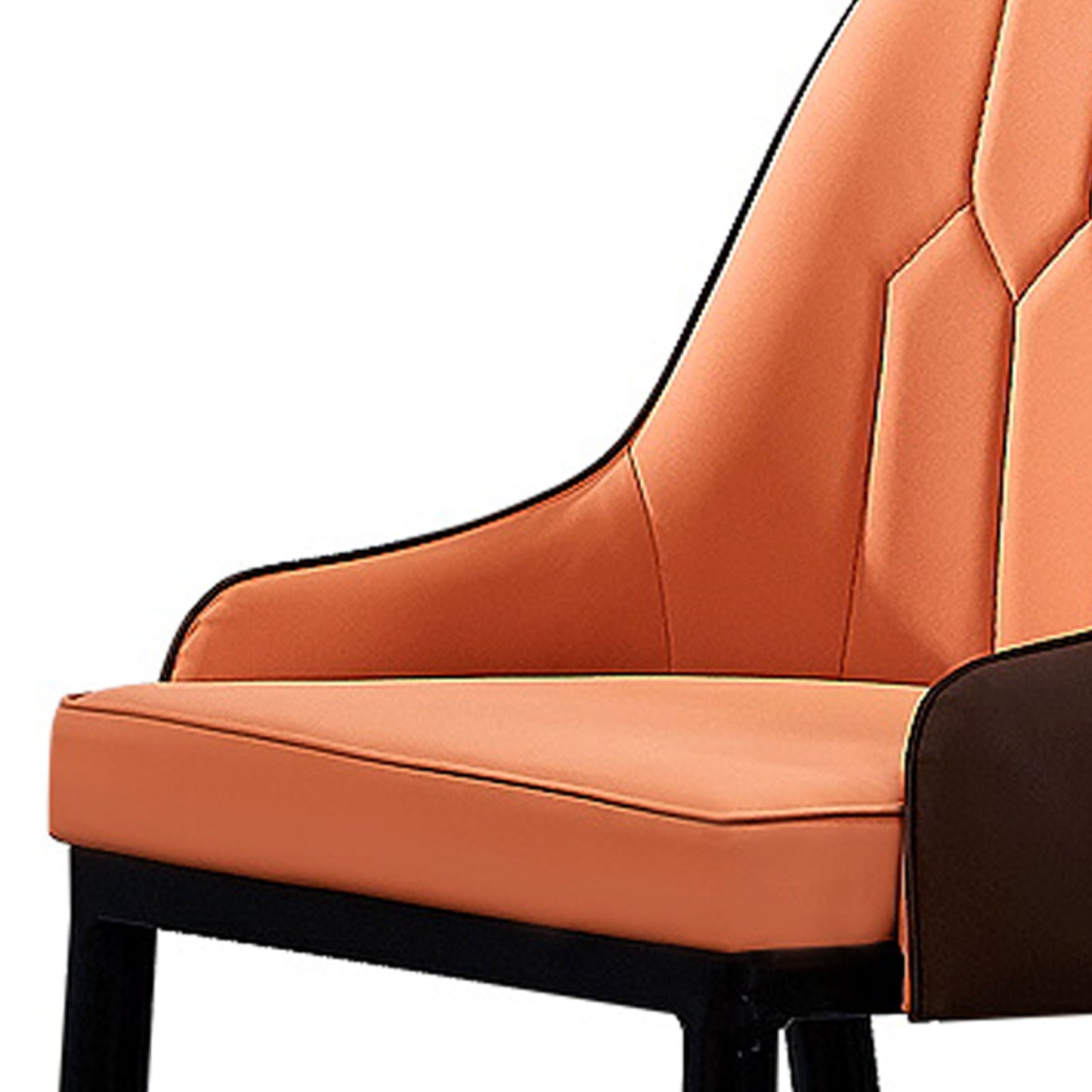 Lotus 2X Leatherette Upholstery Orange Color Dining Chair with Powder Coating Steet Feet