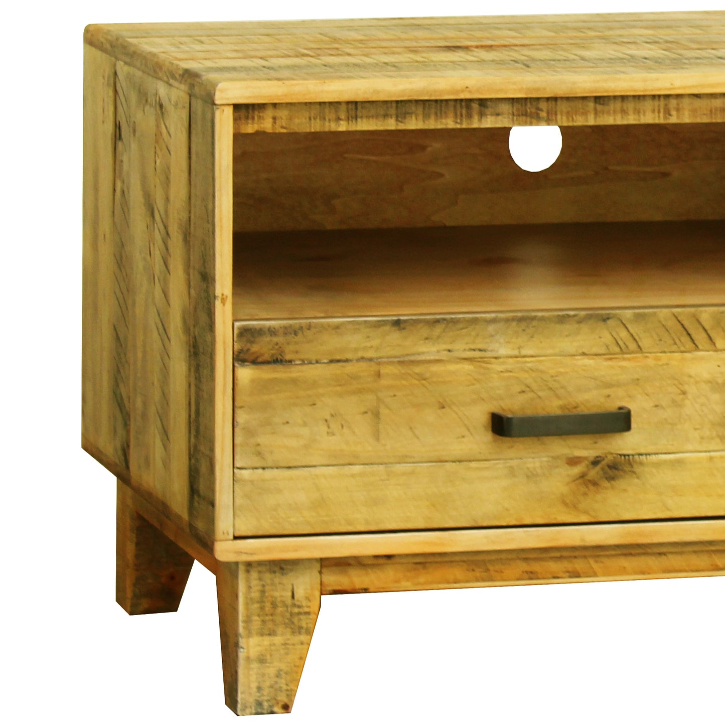 Woodstyle Solid Timber Light Brown 3 Drawers TV Cabinet in Rustic Texture