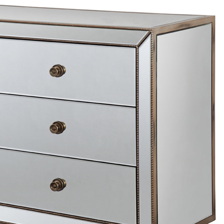 Germany MDF Mirrored Work 6 Drawers Gold Colour Dresser