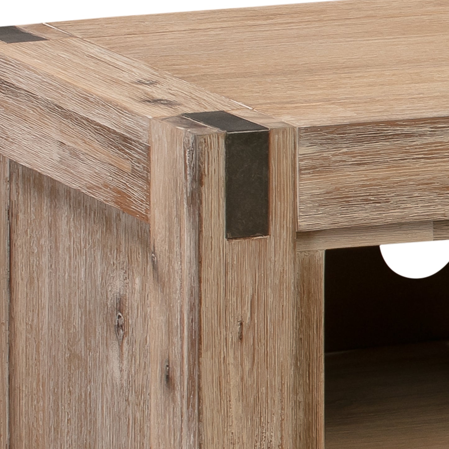 Java 3 Storage Drawers Solid and Veneered Acacia TV Cabinet