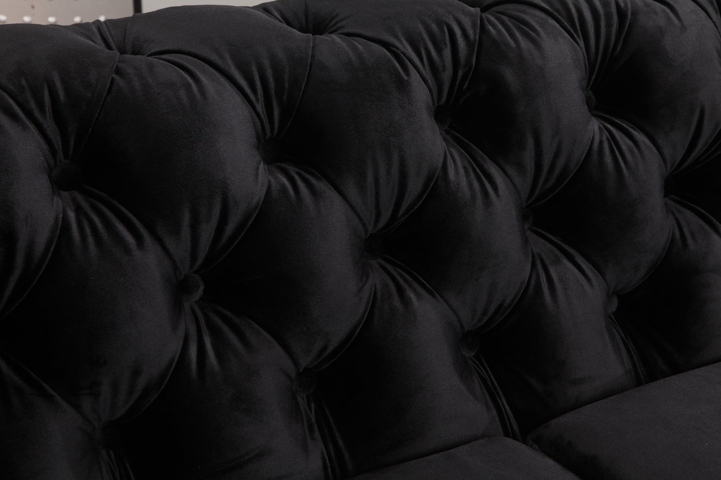 Jacques 3 Seater Sofa Classic Button Tufted Lounge in Black/Grey