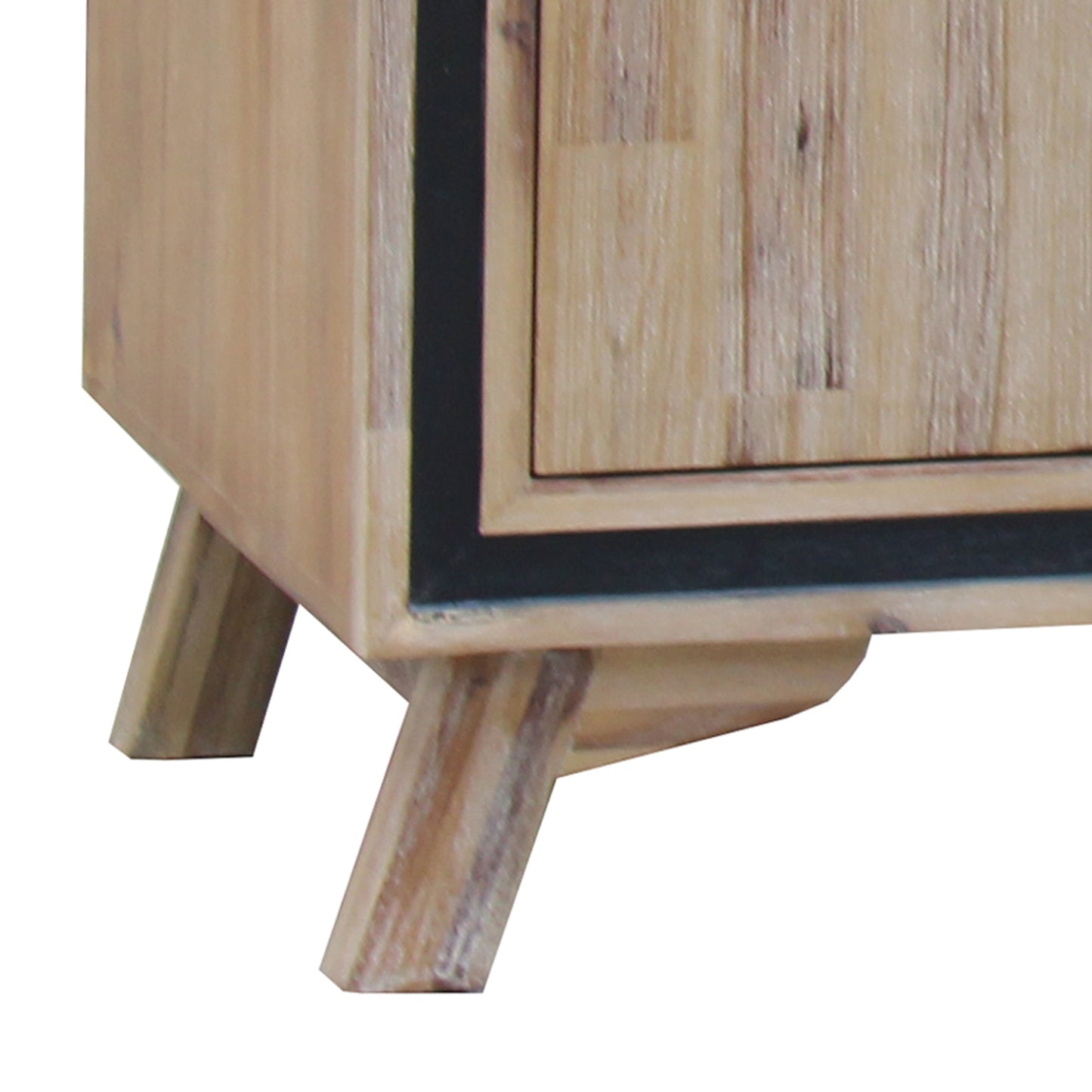 Seashore Buffet In Solid Acacia Timber with Black Border In Silver Brush Colour