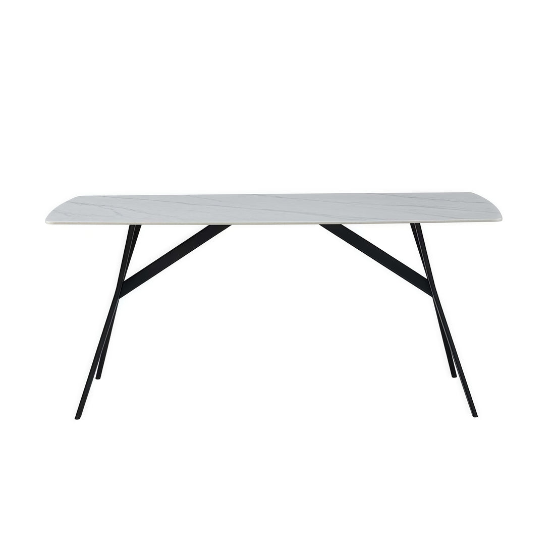 Abby Dining Table Rectangular Shape Sintered Stone Top Iron Legs