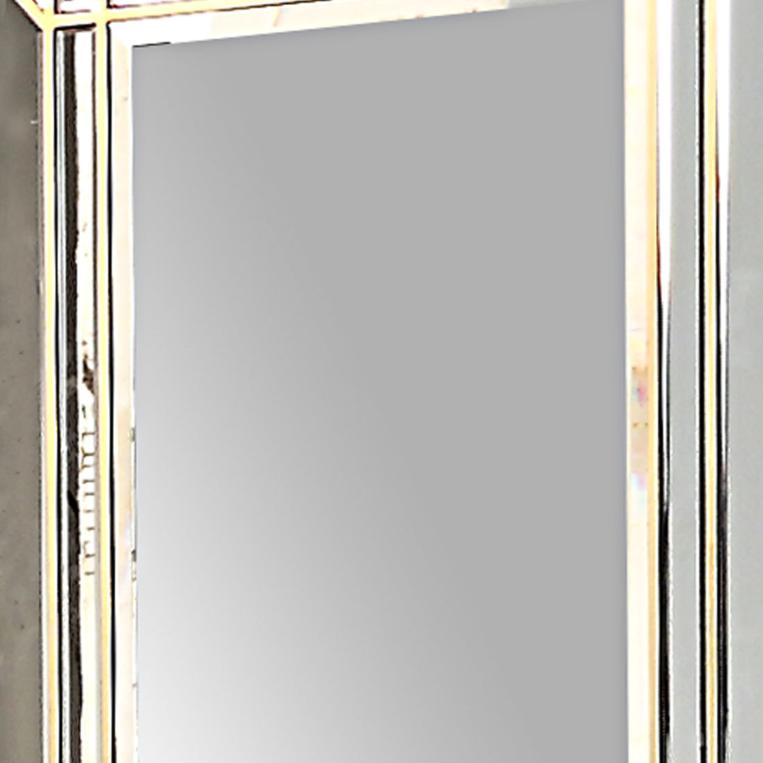 Antique Rectangular Gold Mirror with Double-Layer Border Frame