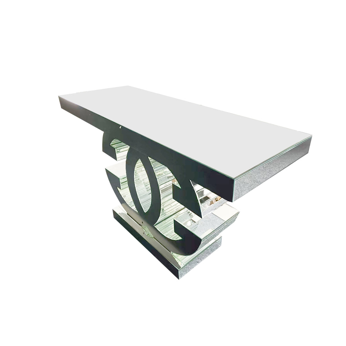 Gucci Silver Hall Table with Mirror and Crushed Acrylic Diamonds