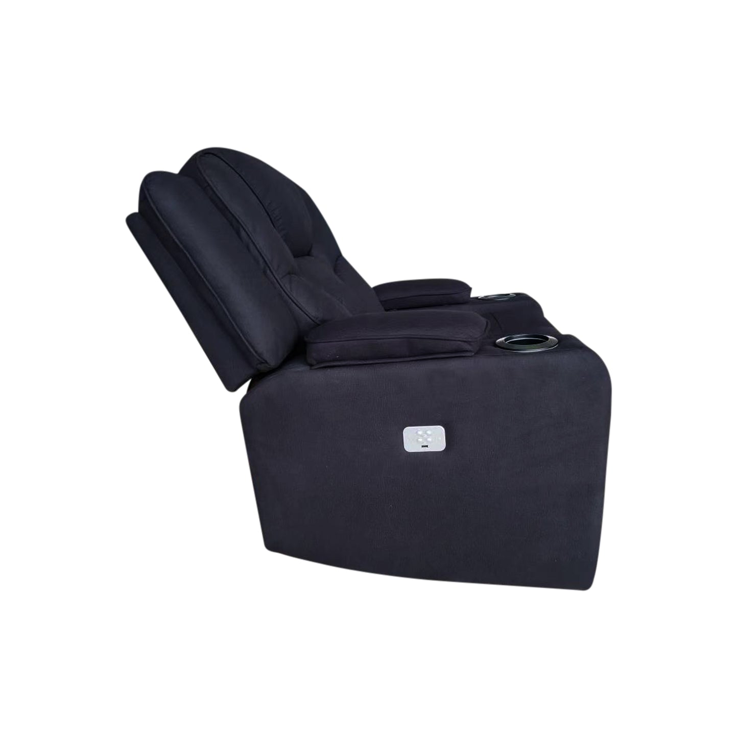 Arnold Electric Recliner Stylish Rhino Fabric Black 1 Seater Lounge Armchair with LED Features