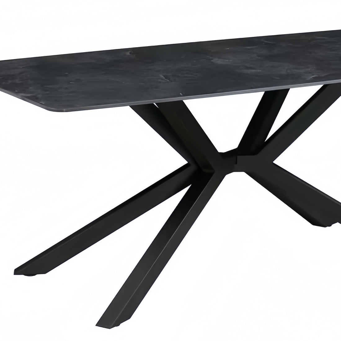 Rex Dining Table Rectangular Shape Sintered Stone Top Powder Coated Iron Legs