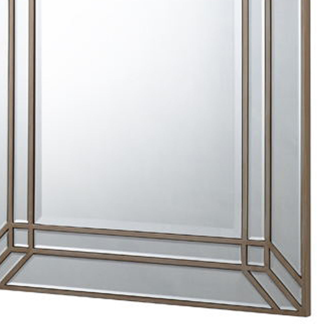 Antique Rectangular Gold Mirror with Double-Layer Border Frame