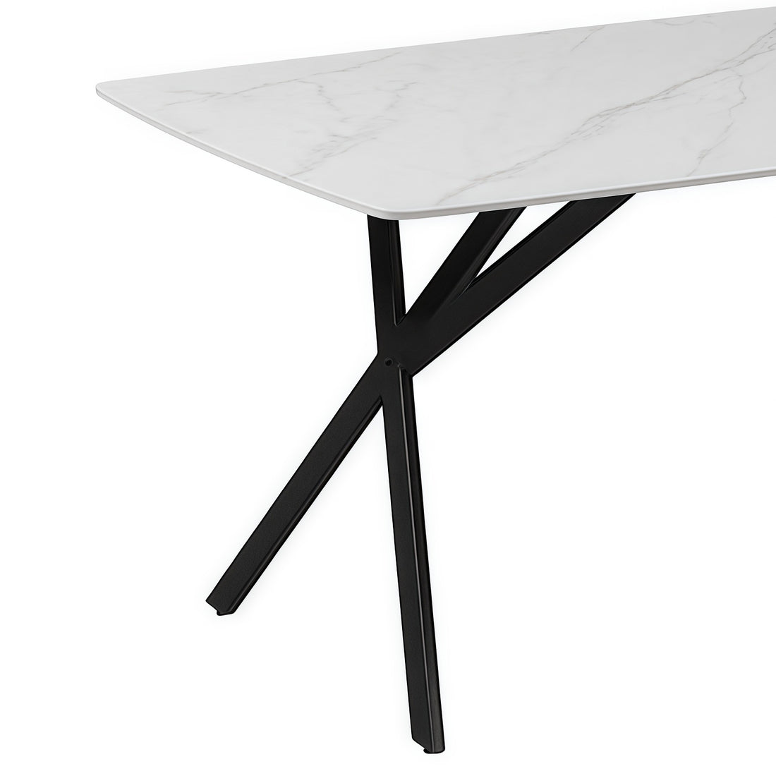 Abby Dining Table Rectangular Shape Sintered Stone Top Iron Legs