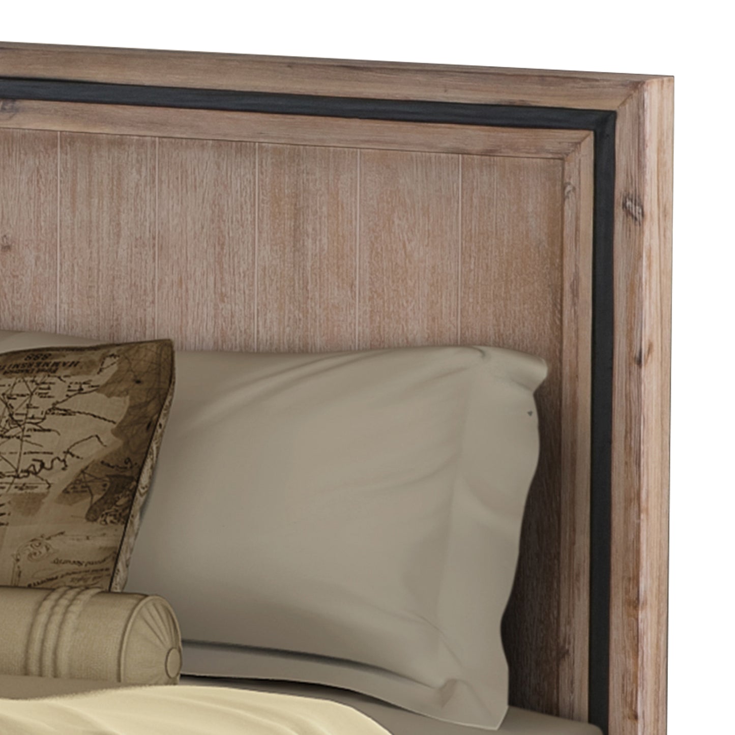 Seashore 4 Pcs Dresser Bedroom Suite in Solid Acacia Timber in Silver Brush Colour