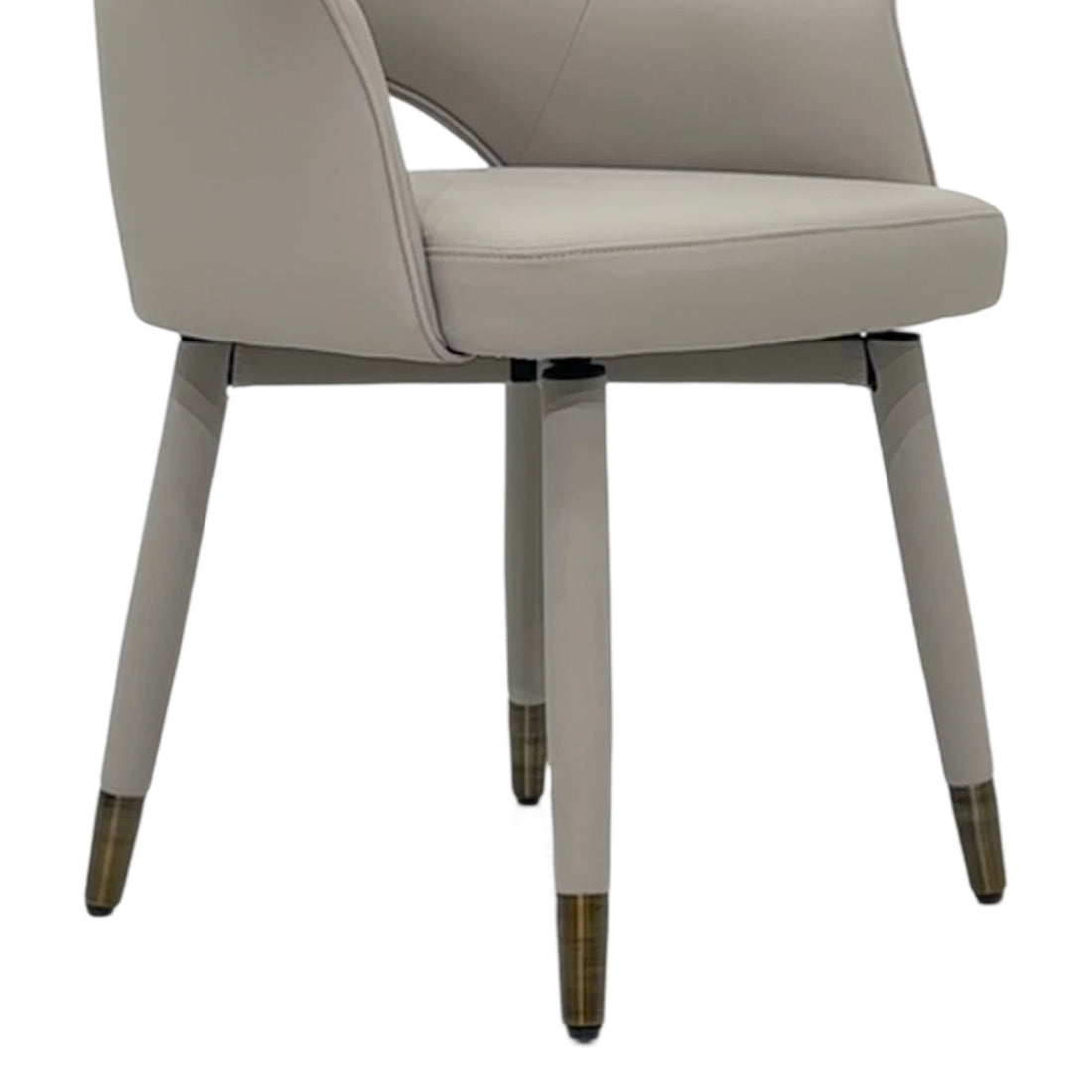 Luna 2x Dining Chair Leather Upholstery Swivel Feature Matt Brass Legs