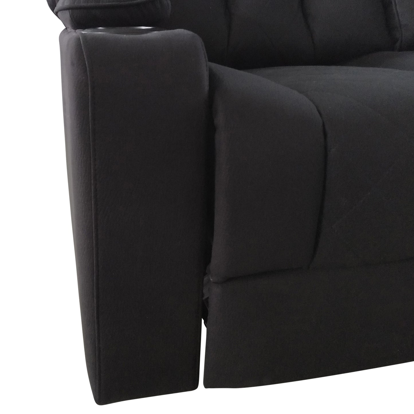 Arnold Electric Recliner Stylish Rhino Fabric Black 1 Seater Lounge Armchair with LED Features