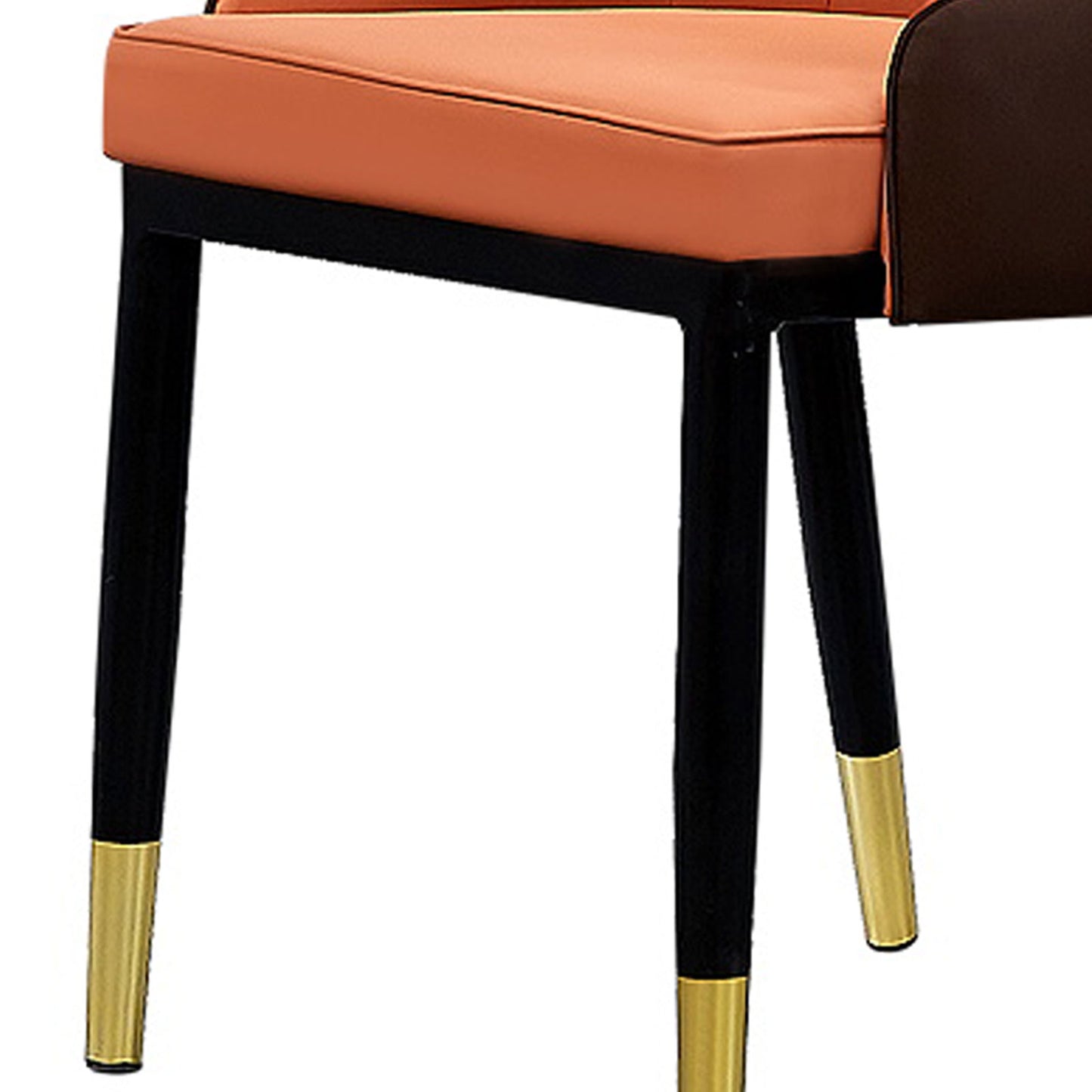 Lotus 2X Leatherette Upholstery Orange Color Dining Chair with Powder Coating Steet Feet