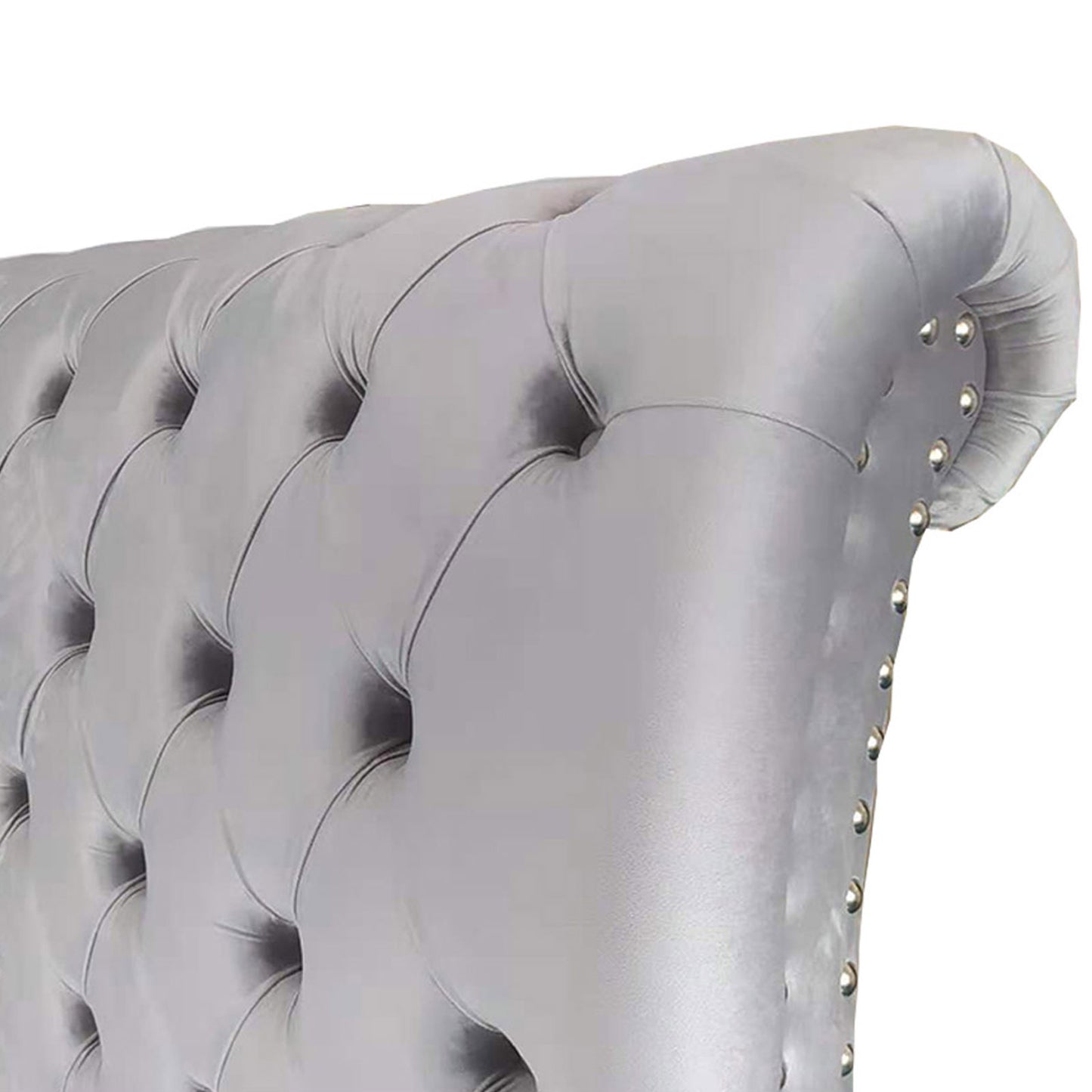Elsa Sleigh Bedframe Velvet Tufted Deep Quilting Bed