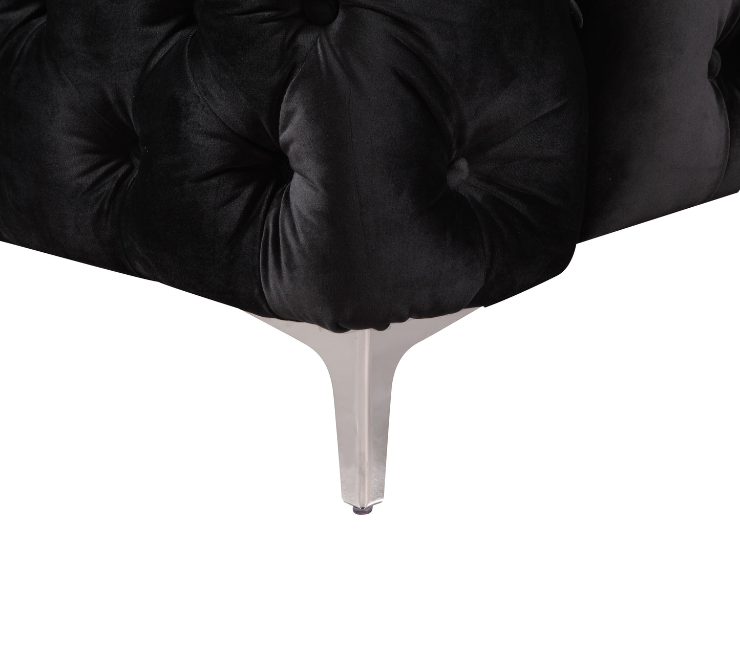 Jacques 3 Seater Sofa Classic Button Tufted Lounge in Black/Grey