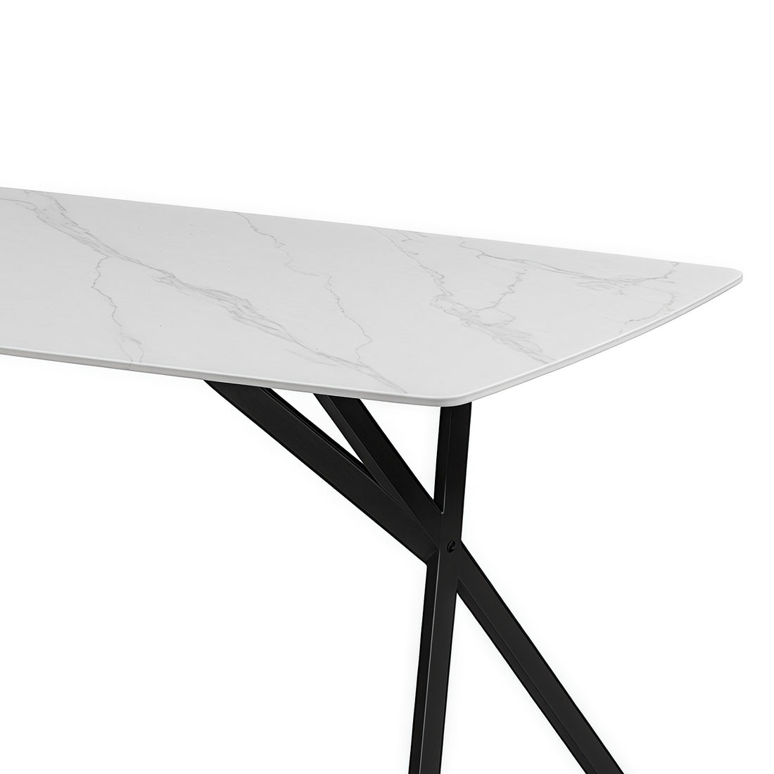 Abby Dining Table Rectangular Shape Sintered Stone Top Iron Legs
