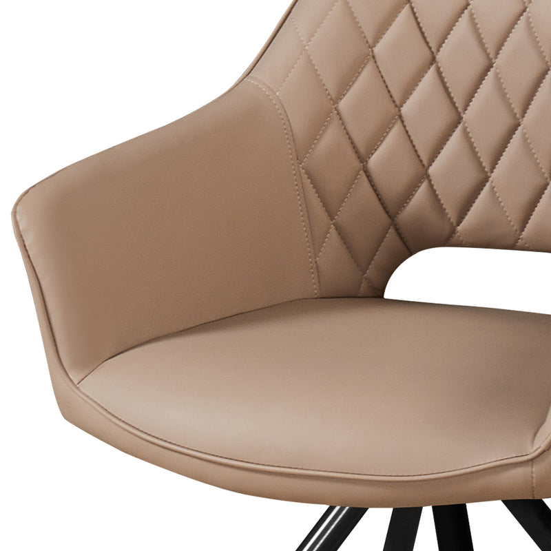 Lena Set of 2 PU Leather Swivel Dining Chairs – Padded Upholstery & Powder-Coated Metal Legs