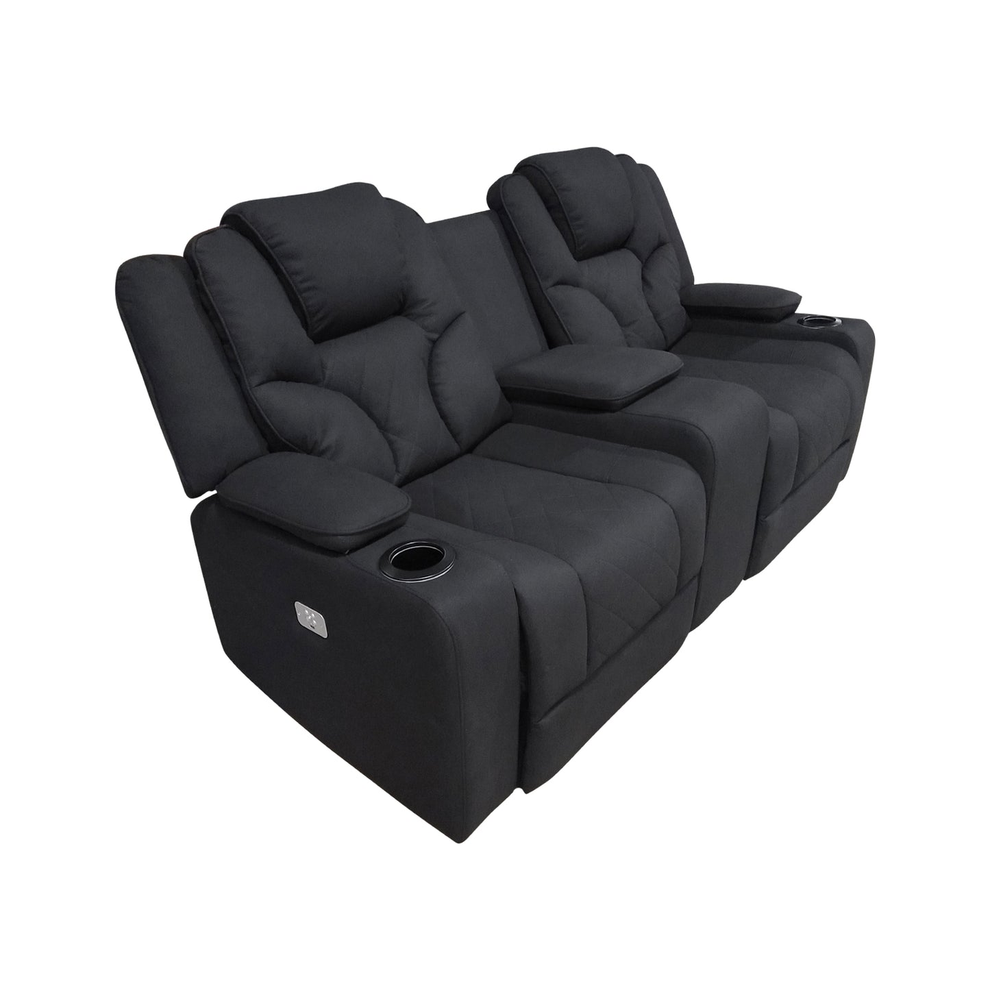 Arnold 3+2+1 Seater Electric Recliner Stylish Rhino Fabric Black Lounge Armchair with LED Features