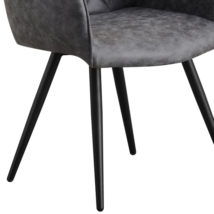 Cove Dining Chairs Set of 2 Grey Fabric Upholstered Grid Design