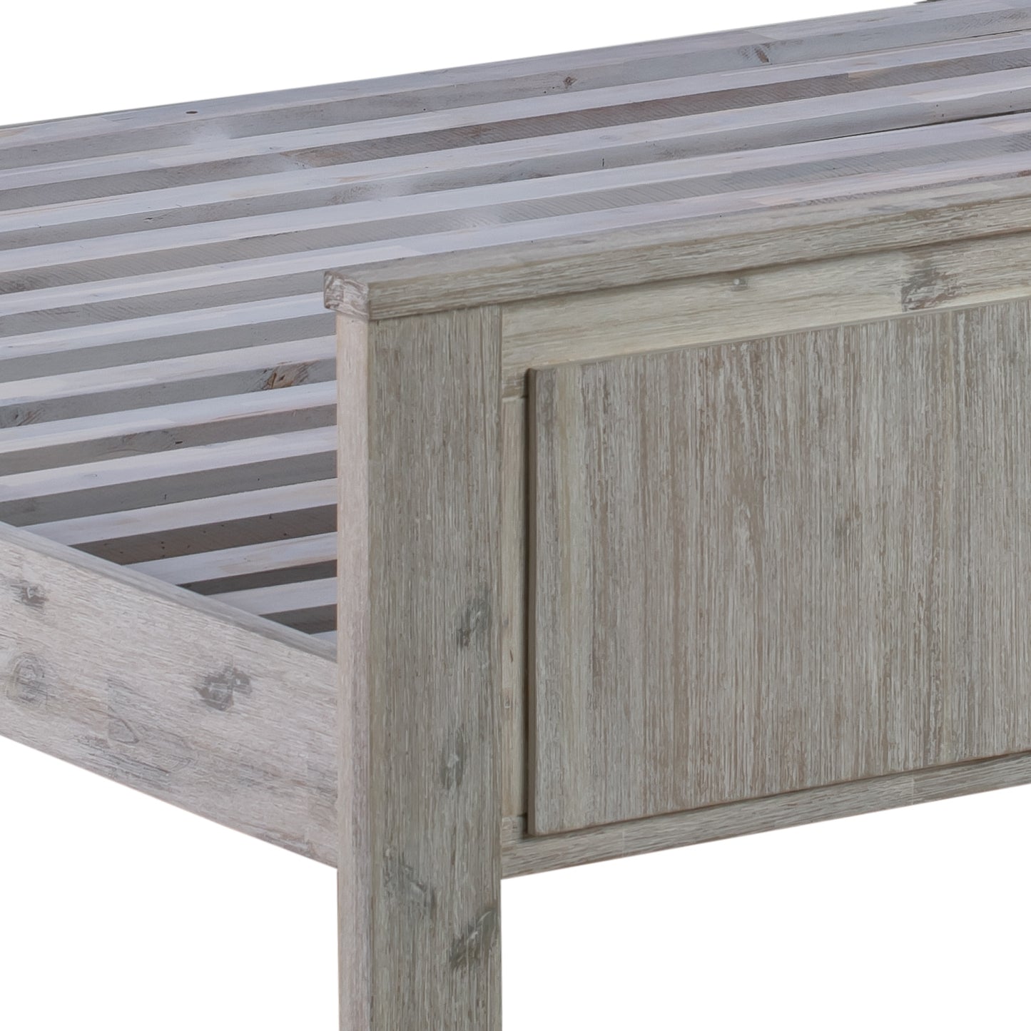 Noe Solid Timber Acacia Veneered Bed in White Ash