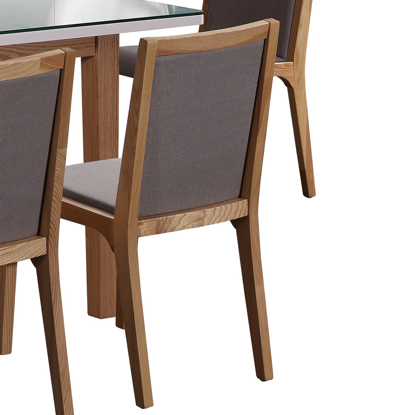 Galaxy 2x Dining Chairs Wooden Frame Gray Fabric Seat Pad