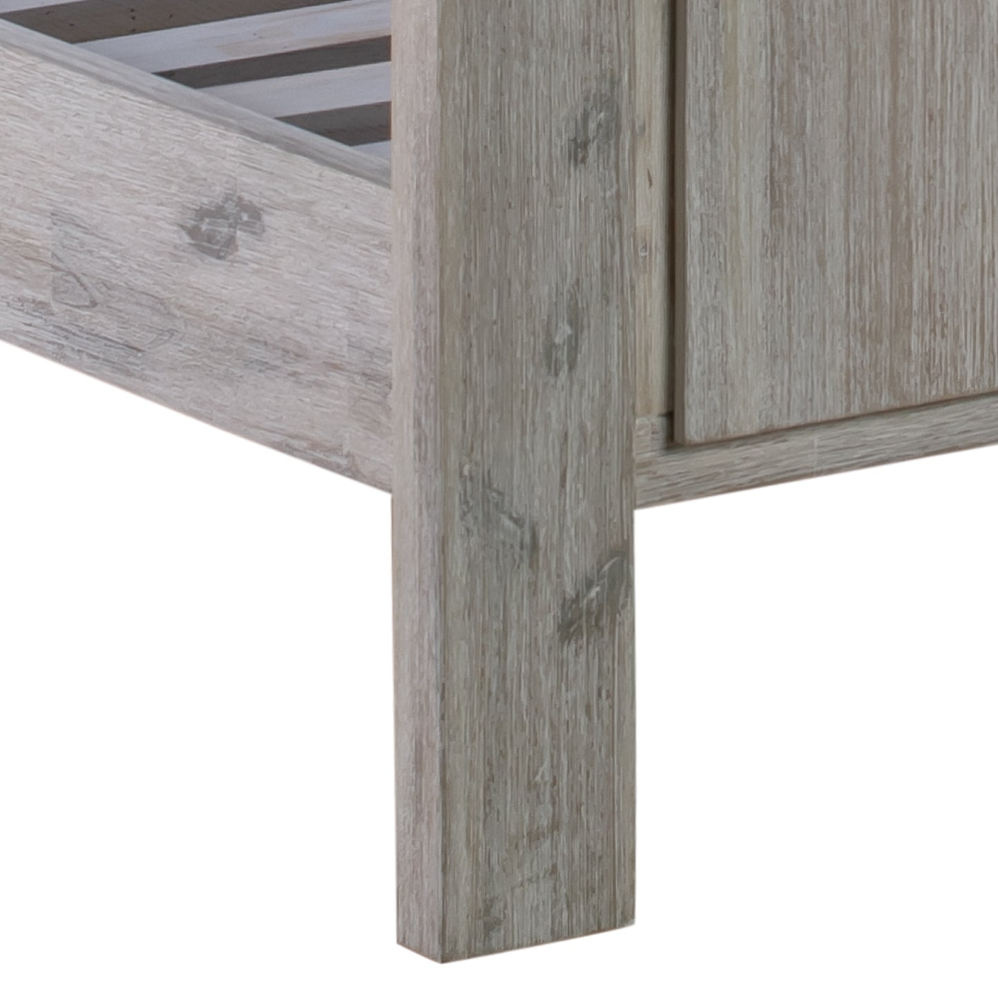 Noe Solid Timber Acacia Veneered Bed in White Ash