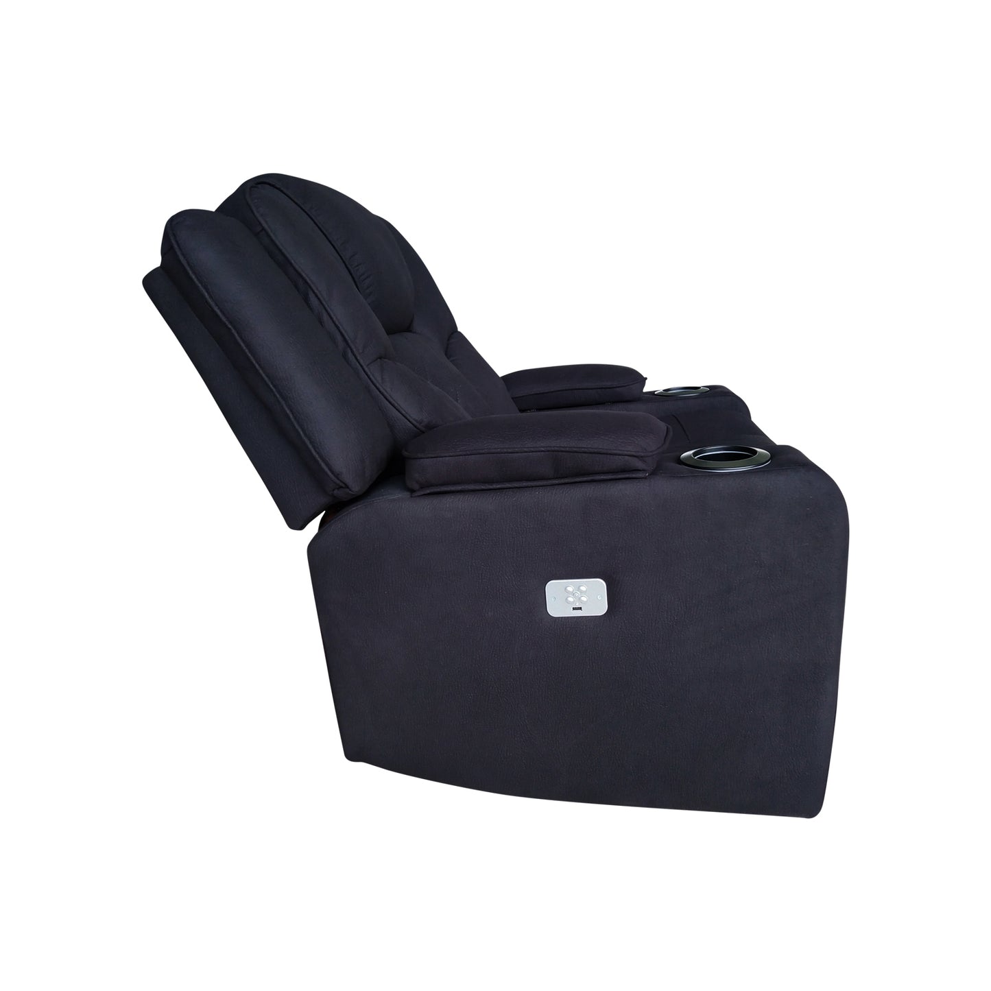 Arnold 3+2+1 Seater Electric Recliner Stylish Rhino Fabric Black Lounge Armchair with LED Features