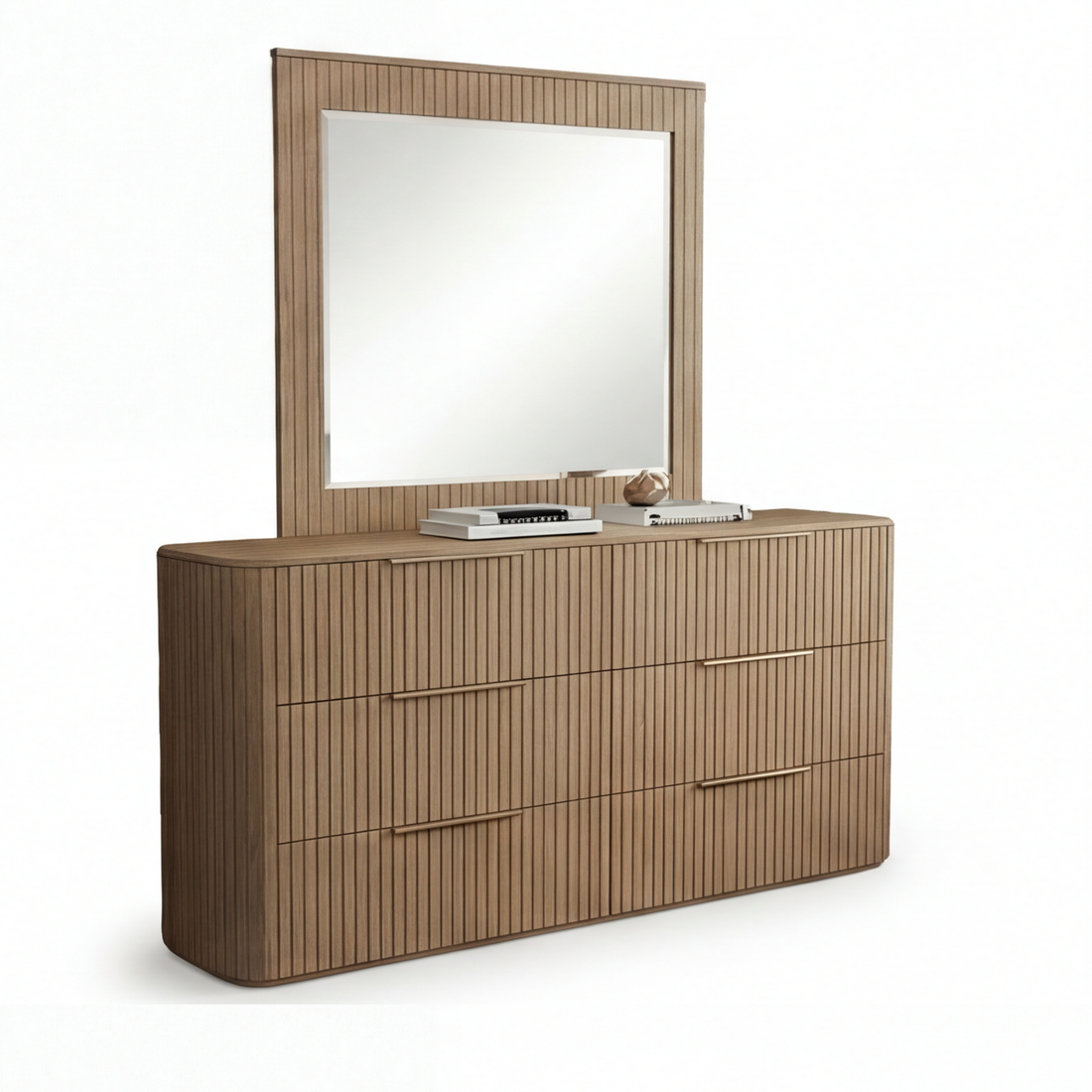 Arlo Solid Rubber Wood Dresser with Mirror