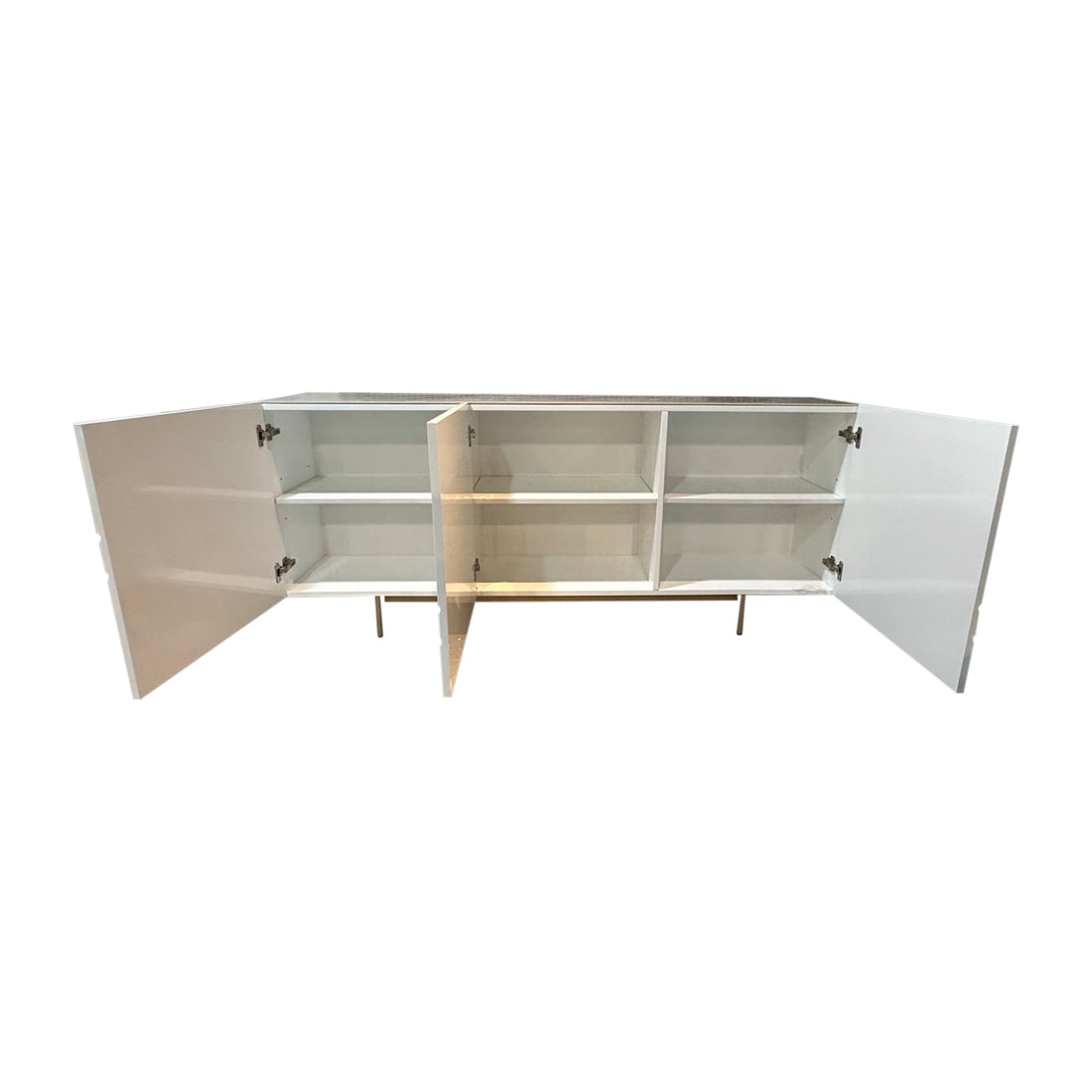 Amelia White Buffet with Ceramic Top & Gold Legs