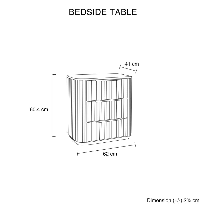 Arlo Solid Rubber Wood Bedside table with LED Lights