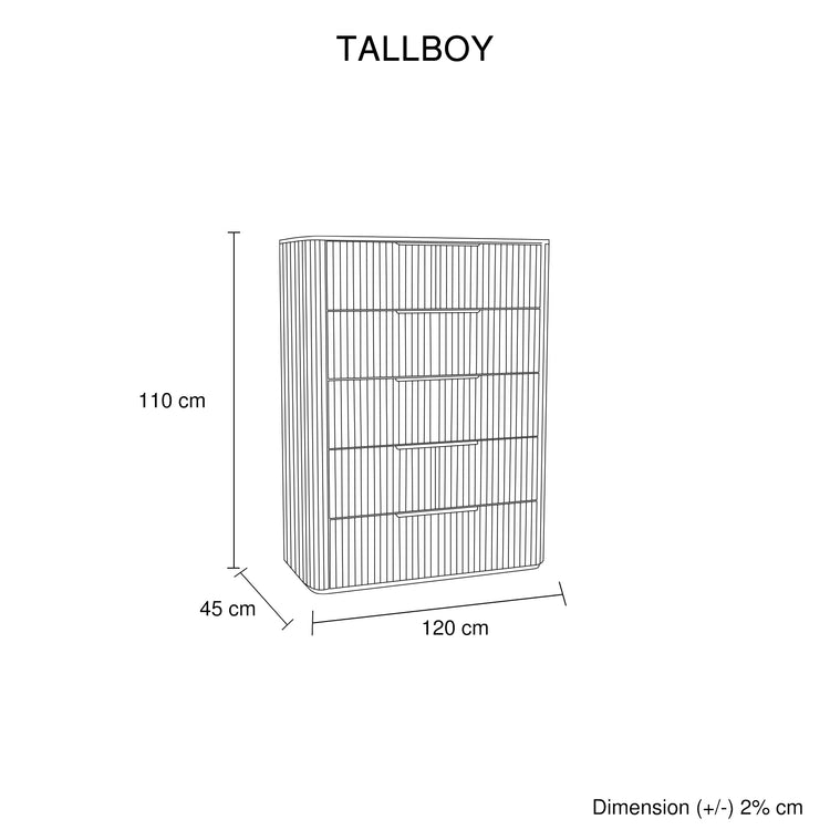 Arlo Solid Rubber Wood Tallboy with Storage Drawer