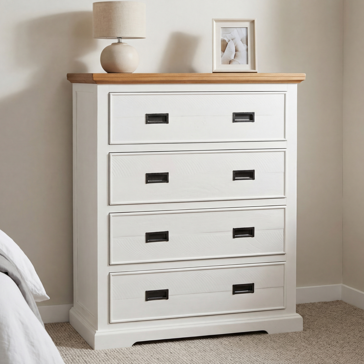 Marley Pine Wood 4 Drawer Tallboy