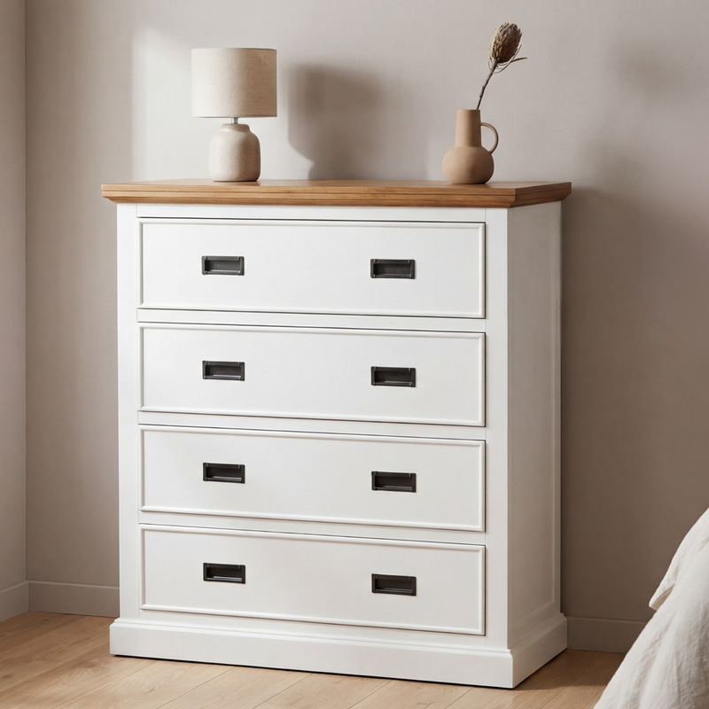 Marley Pine Wood 4 Drawer Tallboy