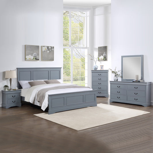 Spencer Grey 5pcs Bedroom Suite Solid Wood & MDF in Multiple Size with Dresser & Tallboy