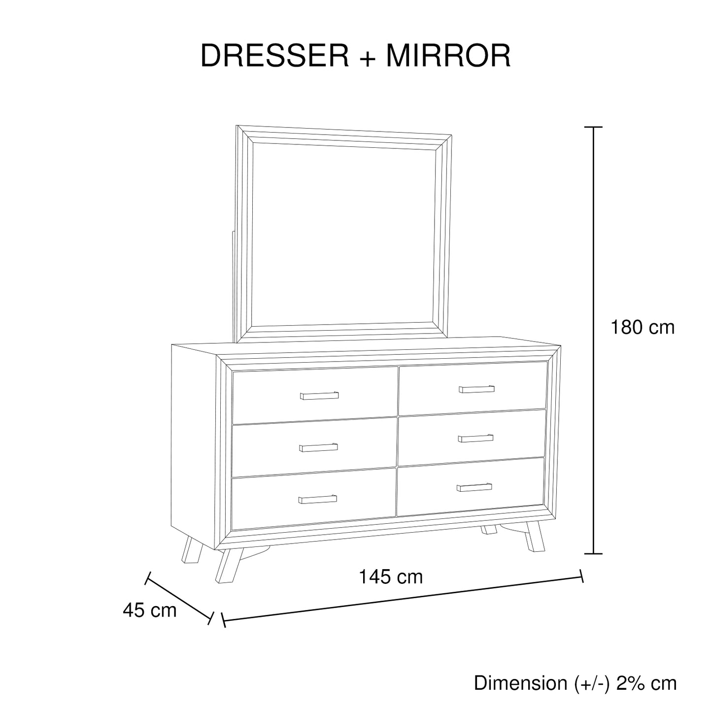 Seashore 4 Pcs Dresser Bedroom Suite in Solid Acacia Timber in Silver Brush Colour