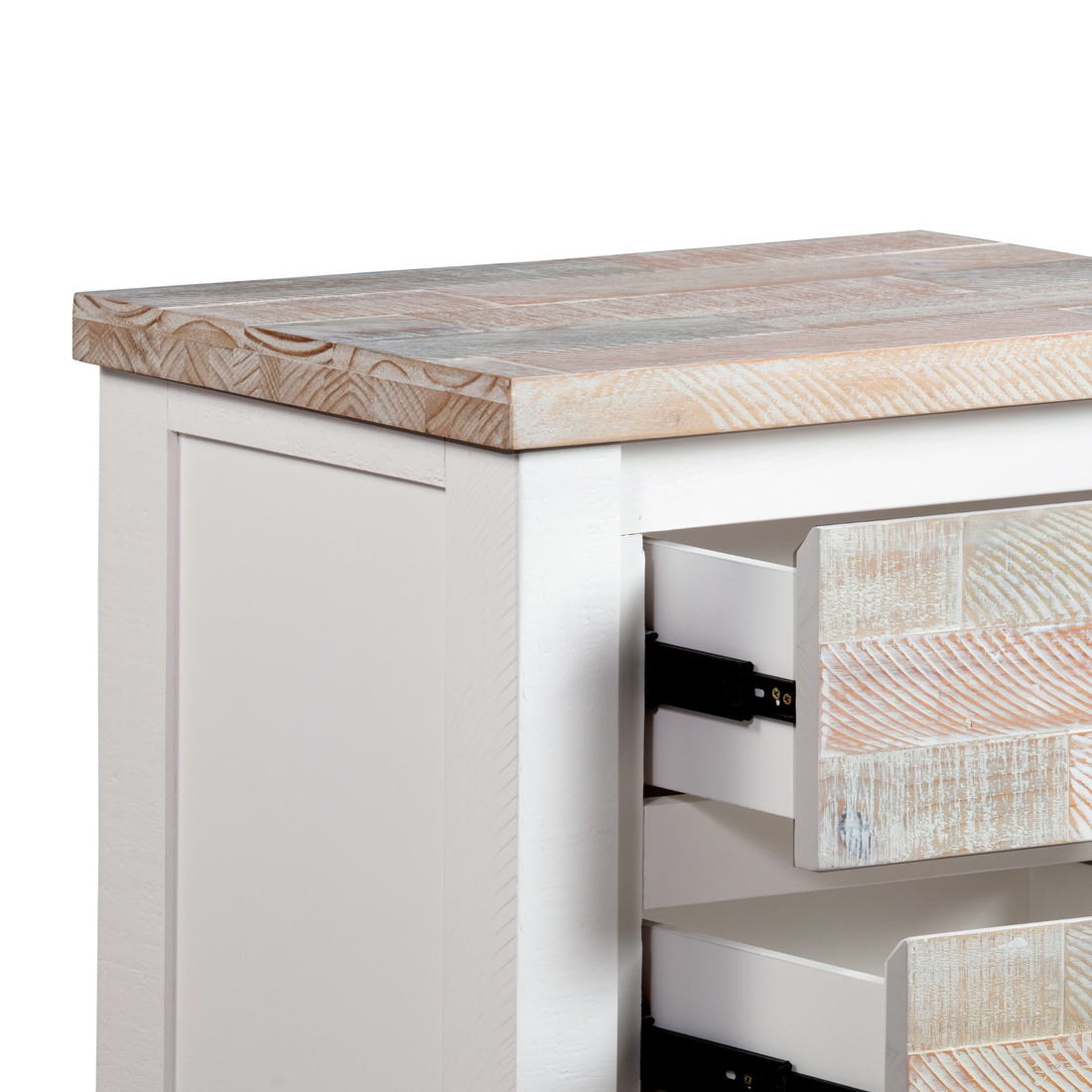 Valencia Coastal Grey and Miami White Colour Two Drawers Solid Pine Timber Bedside Table