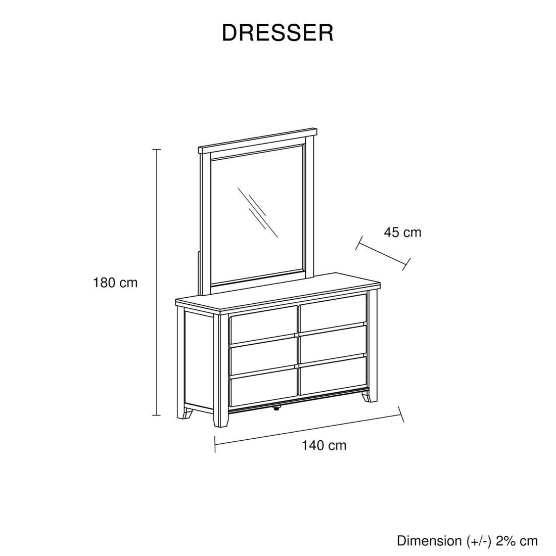 Valencia Solid Pine Timber Dresser Coastal Mirror Grey and Miami White Colour Six Drawers