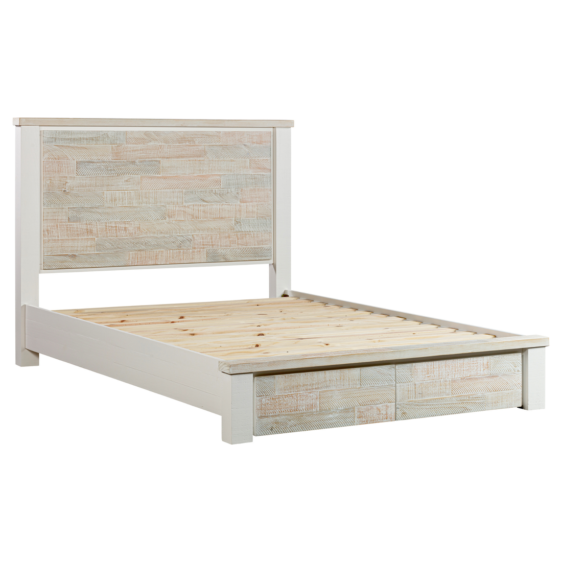 Valencia Coastal Grey & Miami White Solid Pine Timber Bed Frame