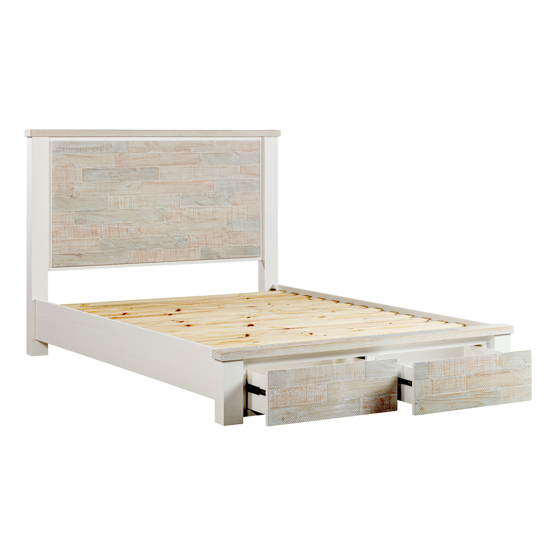 Valencia Coastal Grey & Miami White Solid Pine Timber Bed Frame