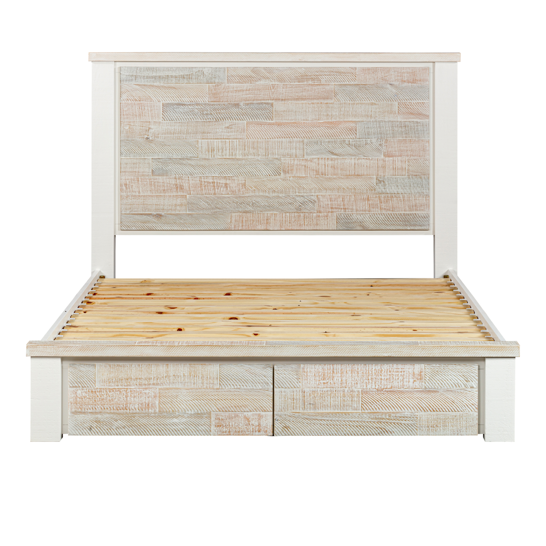 Valencia Coastal Grey & Miami White Solid Pine Timber Bed Frame