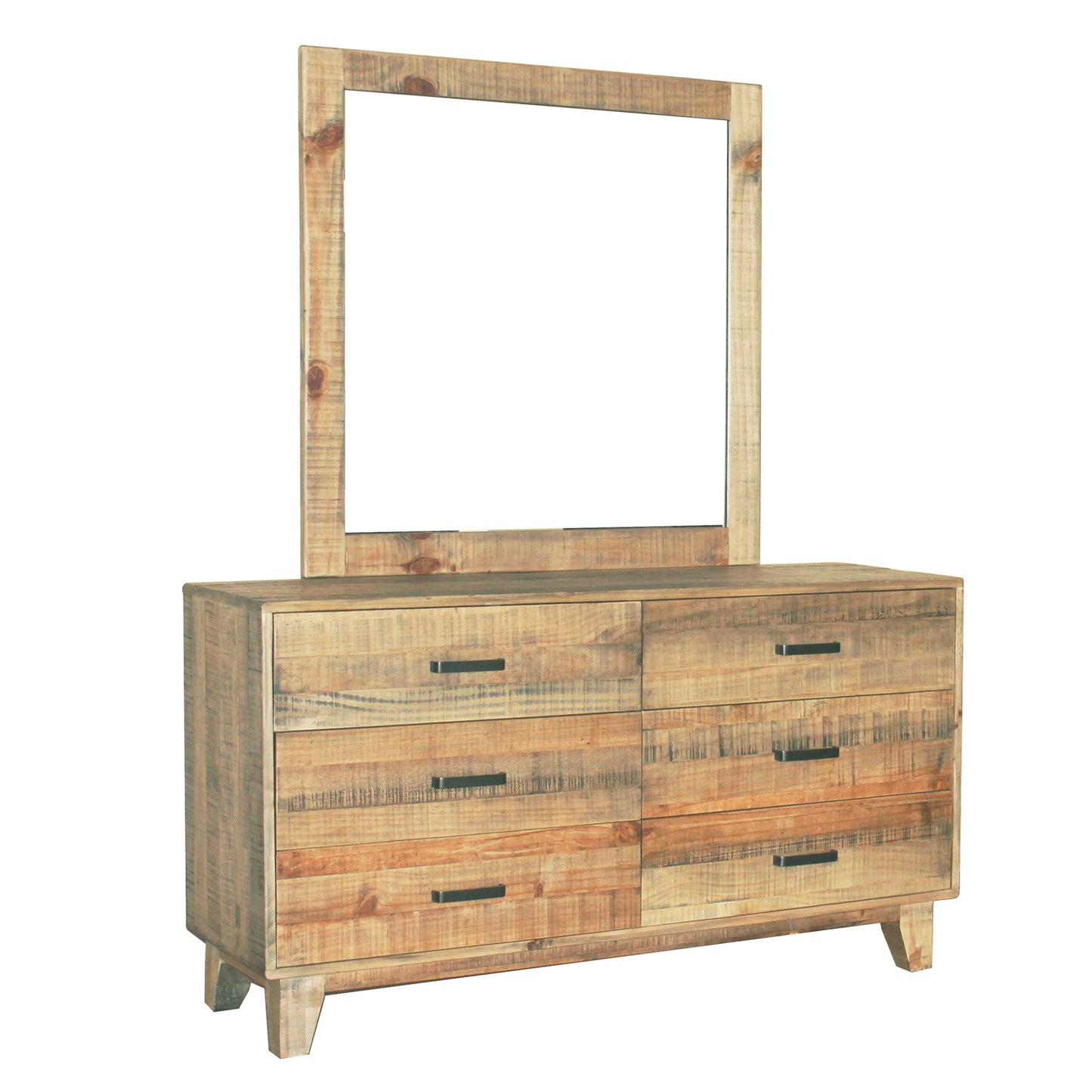 Woodland Solid Pine Timber 4 Pcs Dresser Bedroom Suite In Rustic Texture In Multiple Size